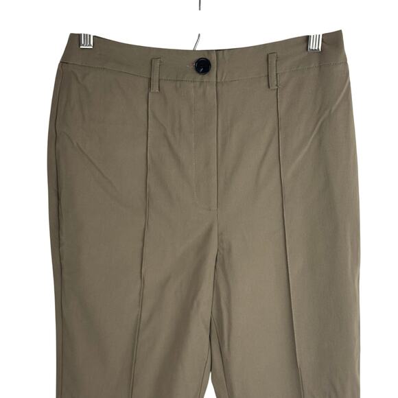TOPSHOP‎ PLEATED FLARE LEG HIGH RISE CAREER PANTS IN TAN NWOT WOMEN'S SIZE 6 - Picture 3 of 11